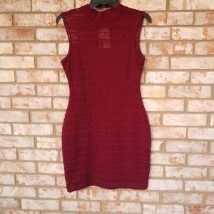 GUESS Lace Bodycon Dress with Keyhole Back